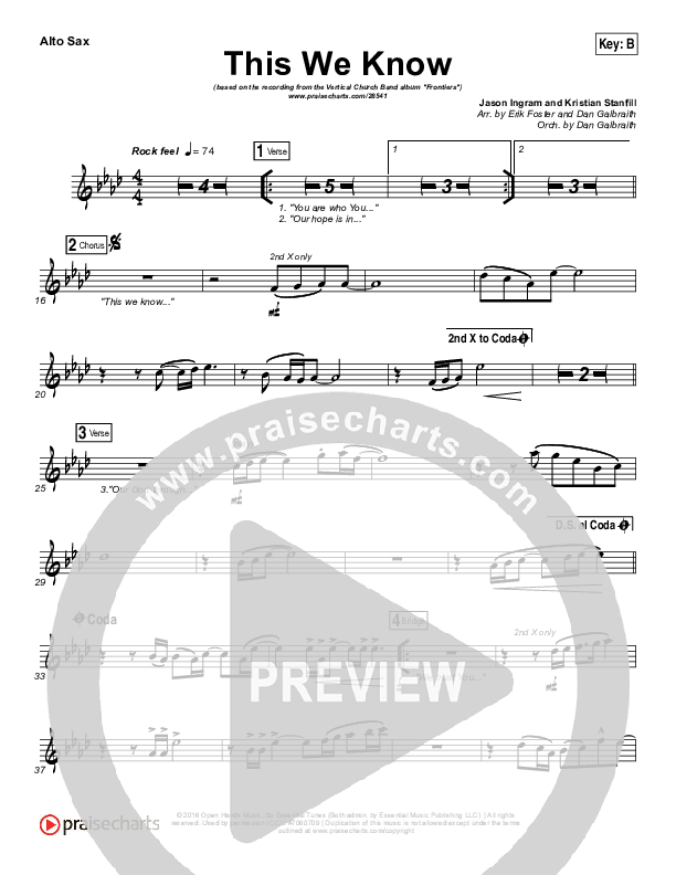 This We Know Alto Sax (Vertical Worship)