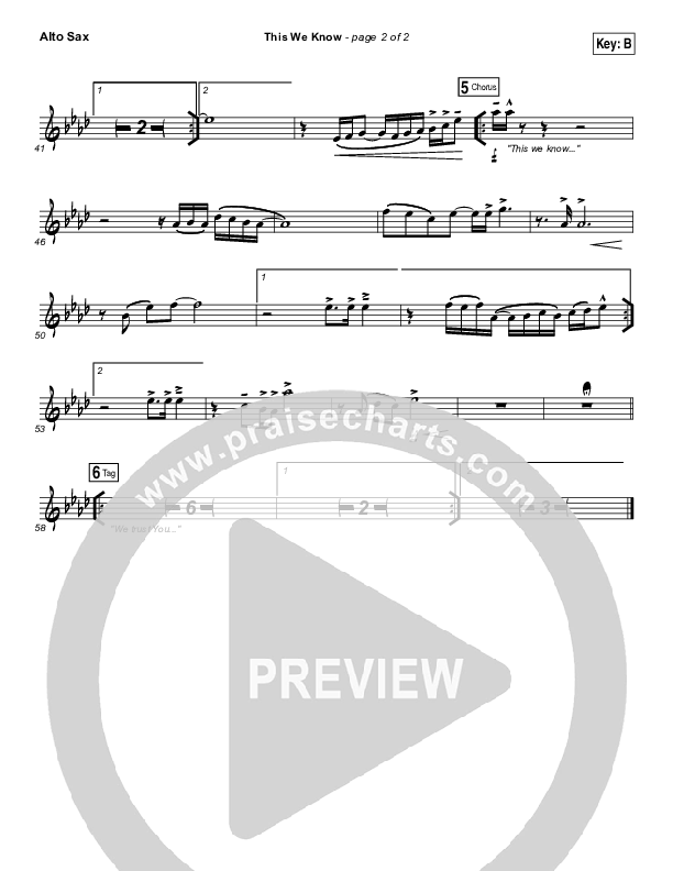 This We Know Alto Sax (Vertical Worship)