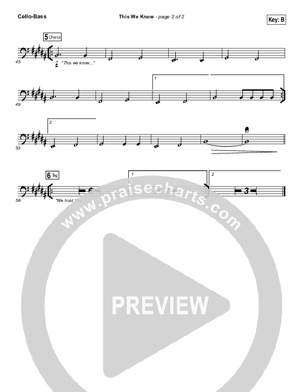 This We Know Cello/Bass (Vertical Worship)