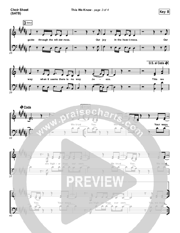 This We Know Choir Sheet (SATB) (Vertical Worship)