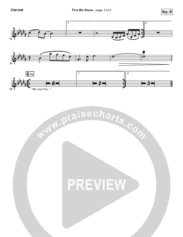 This We Know Clarinet (Vertical Worship)