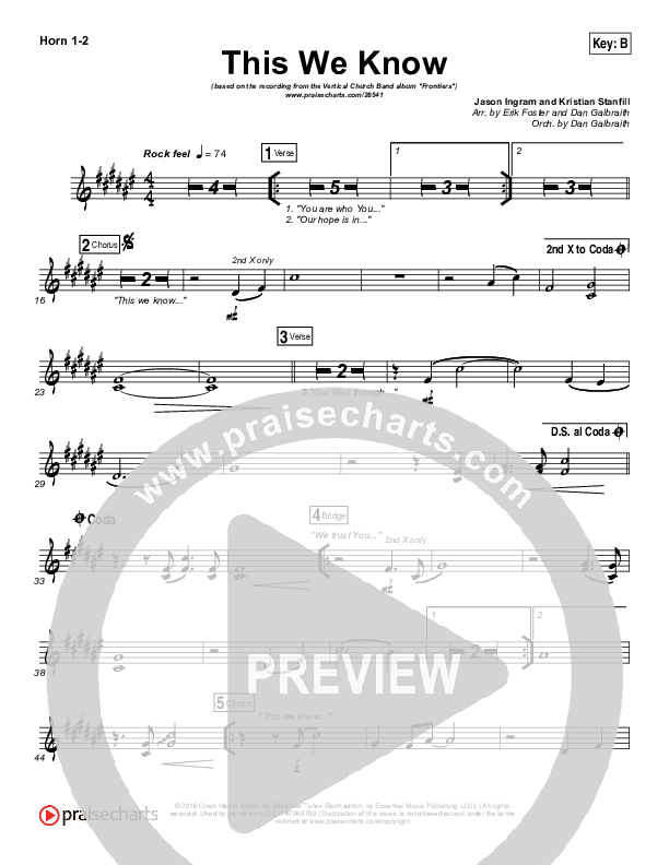 This We Know French Horn 1/2 (Vertical Worship)