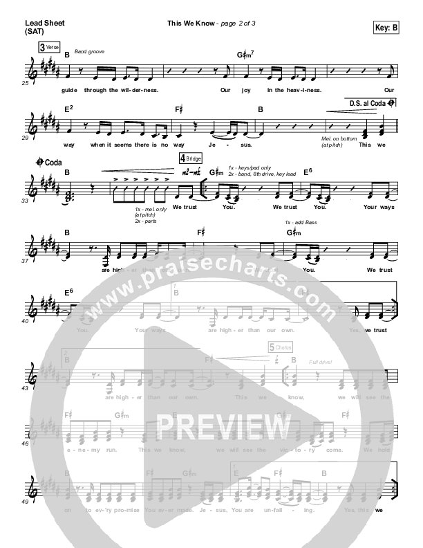 This We Know Lead Sheet (SAT) (Vertical Worship)