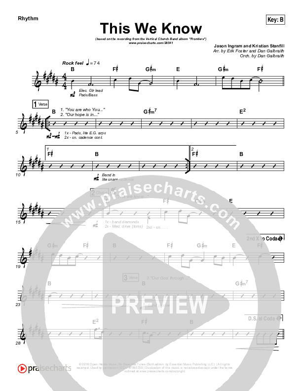 This We Know Rhythm Chart (Vertical Worship)