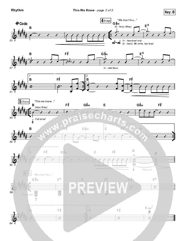 This We Know Rhythm Chart (Vertical Worship)