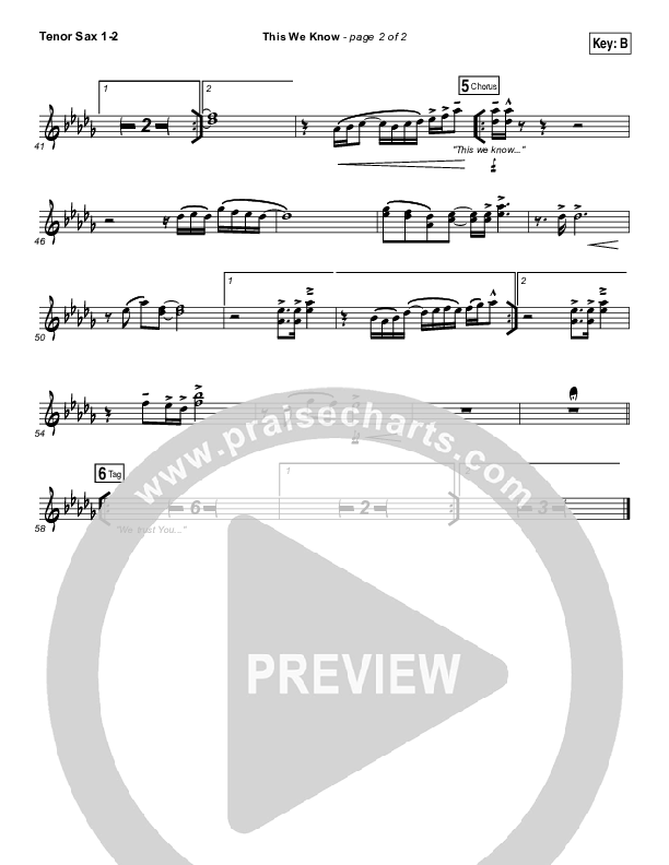This We Know Tenor Sax 1/2 (Vertical Worship)