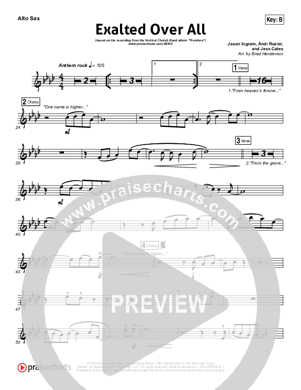 Exalted Over All Alto Sax (Vertical Worship)