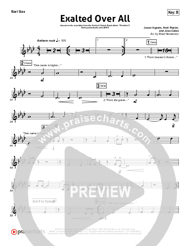 Exalted Over All Bari Sax (Vertical Worship)