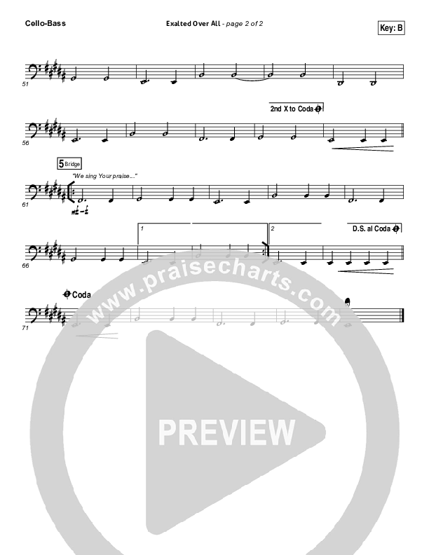 Exalted Over All Cello/Bass (Vertical Worship)