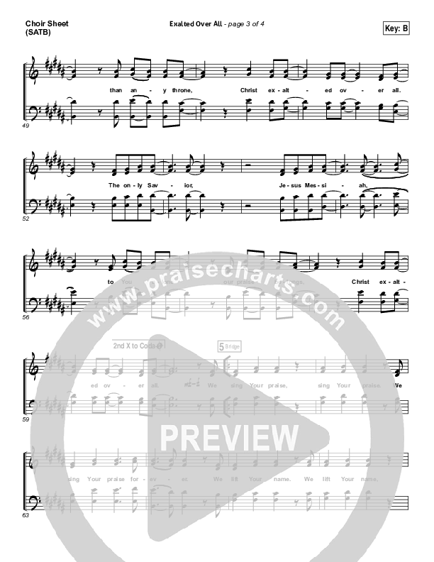 Exalted Over All Choir Sheet (SATB) (Vertical Worship)