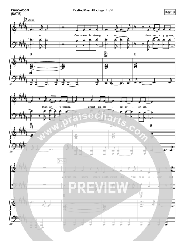 Exalted Over All Piano/Vocal (SATB) (Vertical Worship)