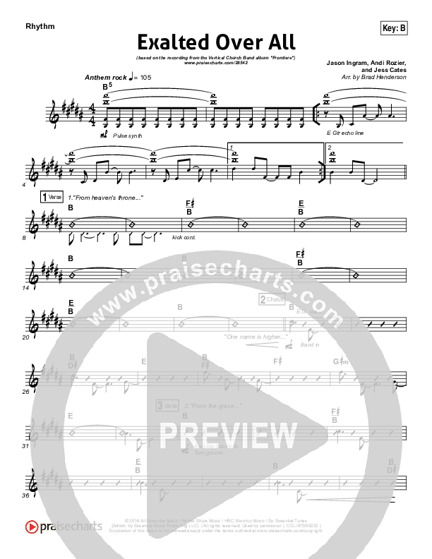 Exalted Over All Rhythm Chart (Vertical Worship)