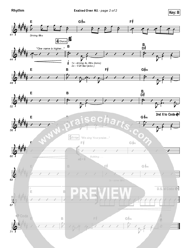 Exalted Over All Rhythm Chart (Vertical Worship)