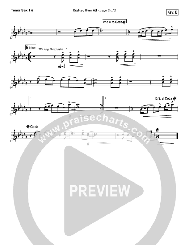 Exalted Over All Tenor Sax 1/2 (Vertical Worship)
