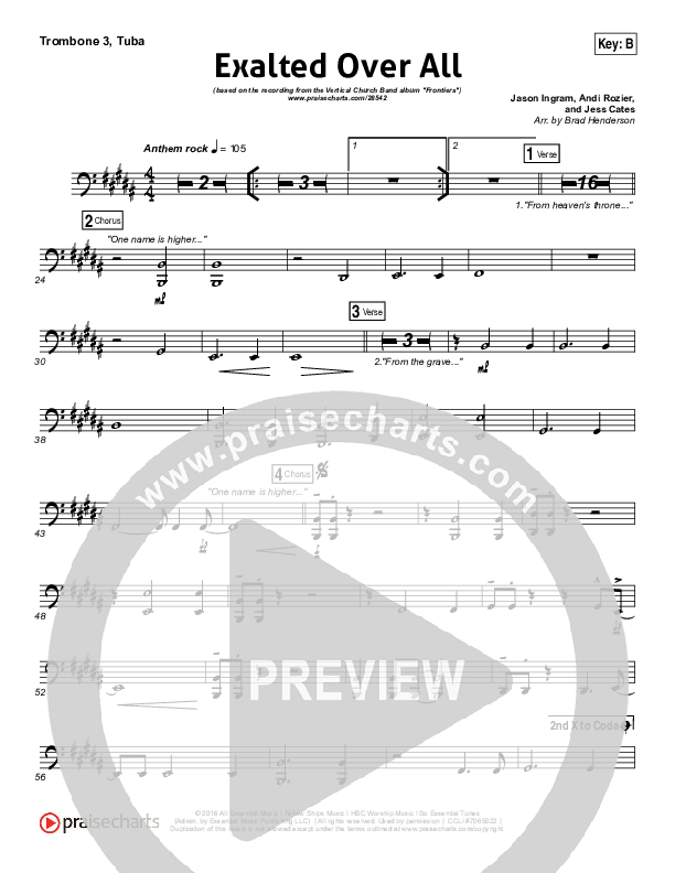 Exalted Over All Trombone 3/Tuba (Vertical Worship)