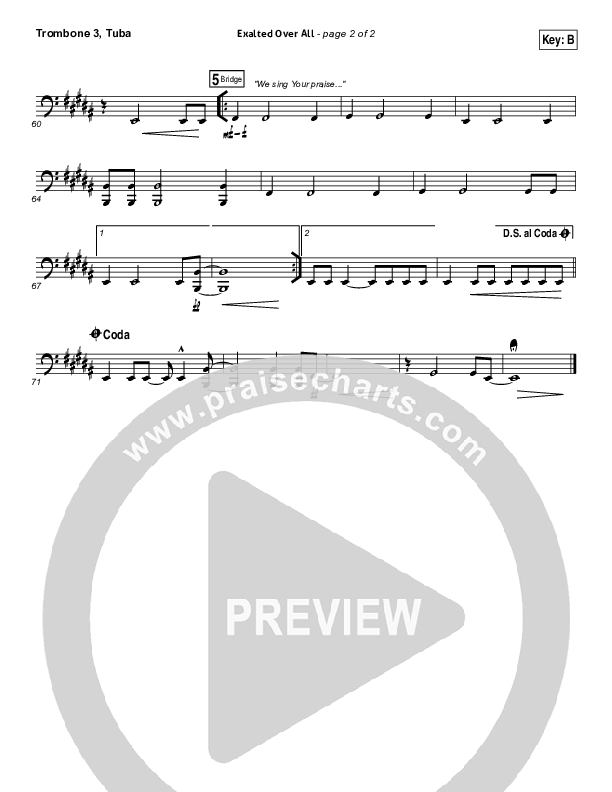 Exalted Over All Trombone 3/Tuba (Vertical Worship)