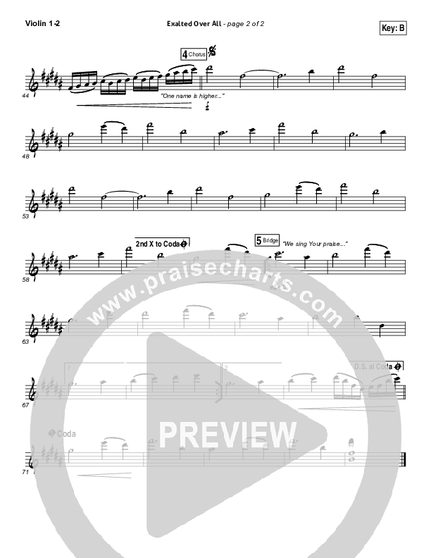 Exalted Over All Violin 1/2 (Vertical Worship)