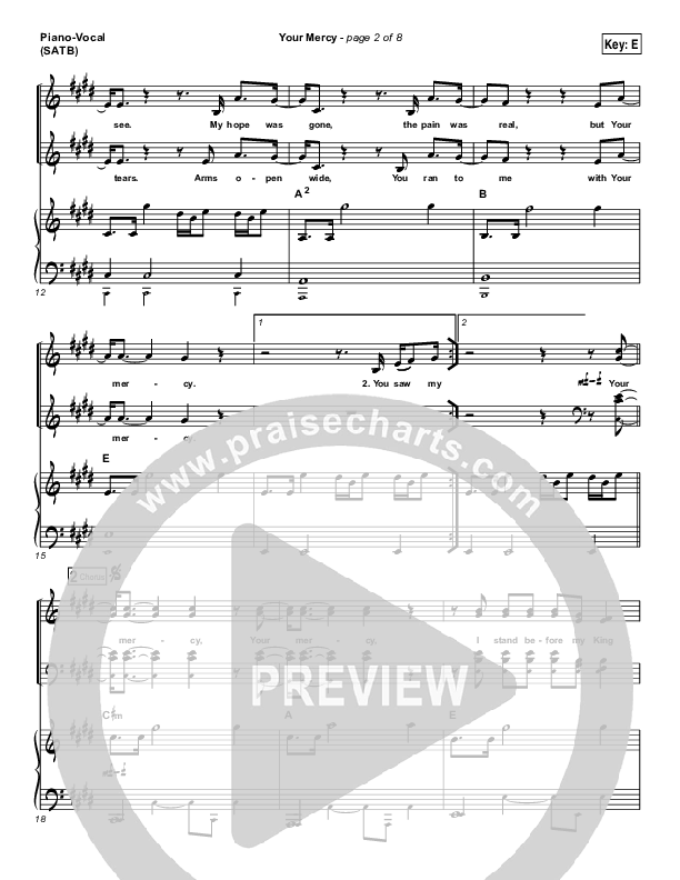 Your Mercy Piano/Vocal (SATB) (Vertical Worship)