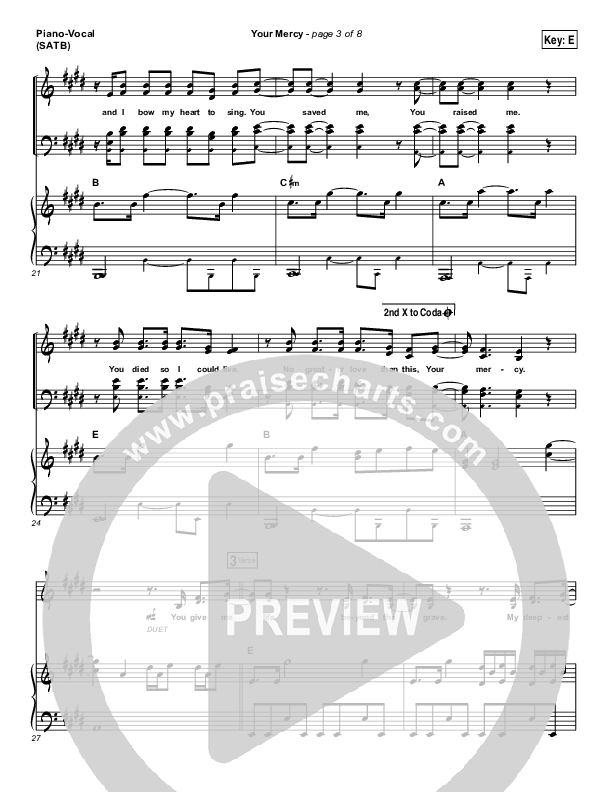 Your Mercy Piano/Vocal (SATB) (Vertical Worship)