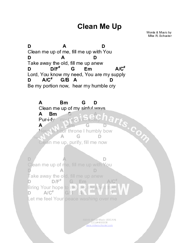 Clean Me Up Chords & Lyrics (Mike Schuster)