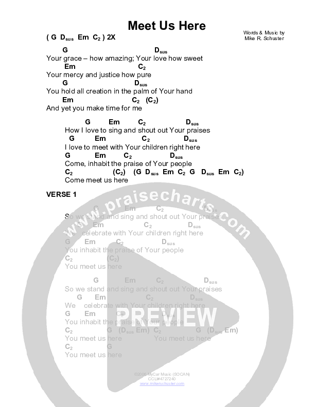 Meet Us Here Chords PDF (Mike Schuster) PraiseCharts