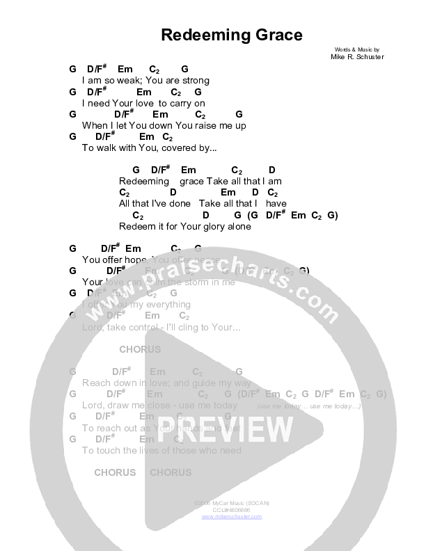 Redeeming Grace Chords & Lyrics (Mike Schuster)