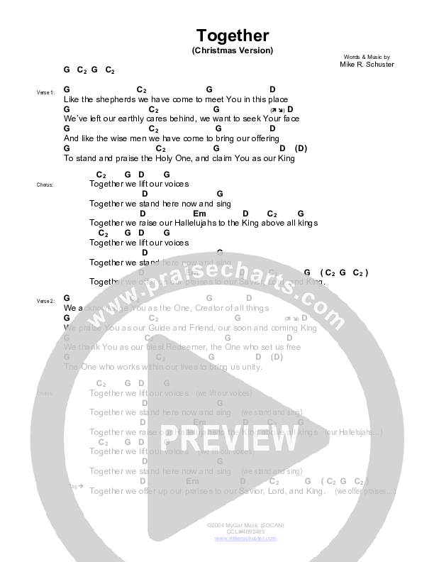 Together (Christmas) Chords & Lyrics (Mike Schuster)