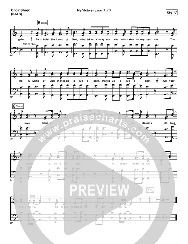 My Victory Choir Sheet (SATB) (David Crowder)