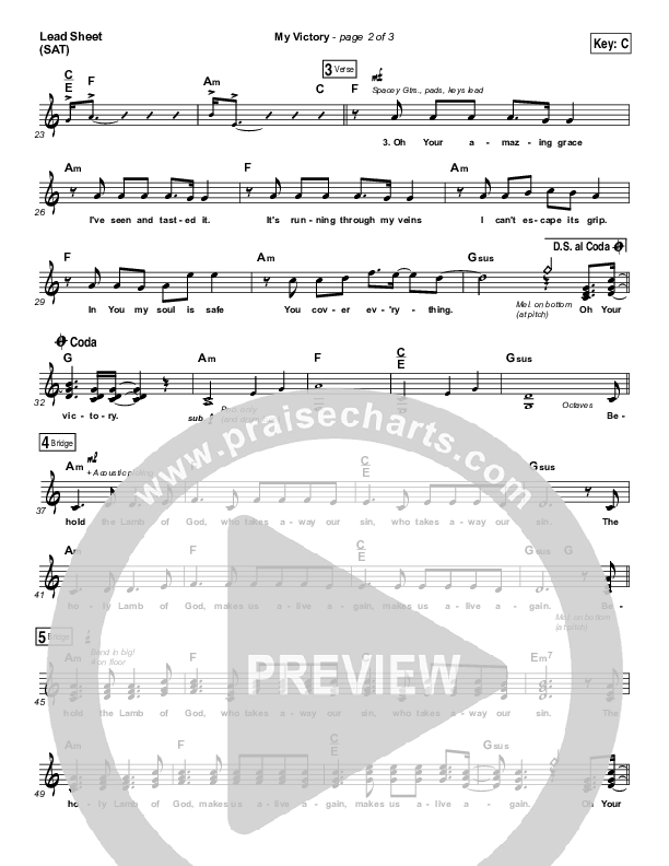 My Victory Lead Sheet (SAT) (David Crowder)