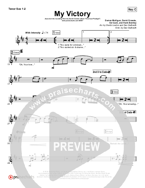 My Victory Tenor Sax 1/2 (David Crowder)