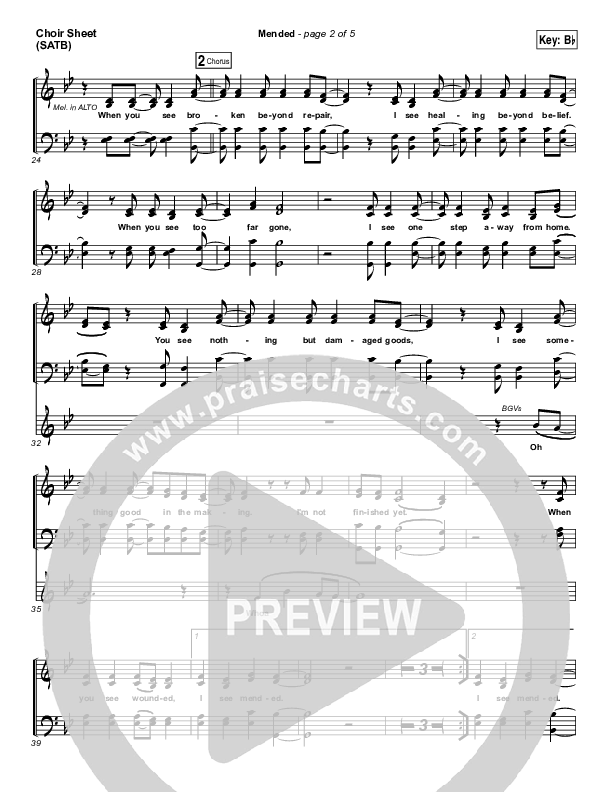 Mended Choir Sheet (SATB) (Print Only) (Matthew West)