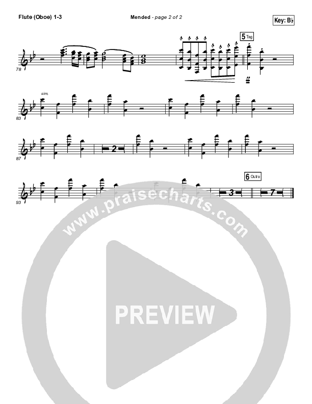 Mended Flute/Oboe 1/2/3 (Matthew West)
