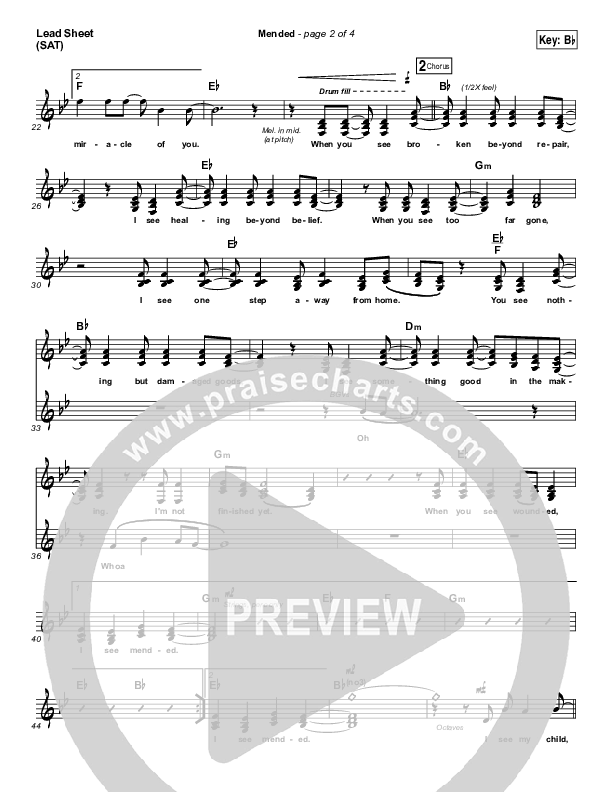Mended Lead Sheet (Print Only) (Matthew West)