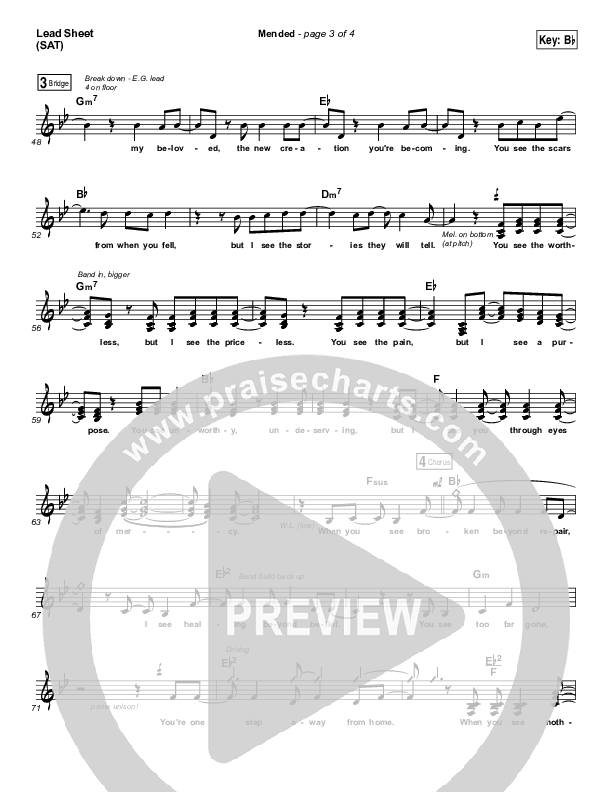 Mended Lead Sheet (Print Only) (Matthew West)