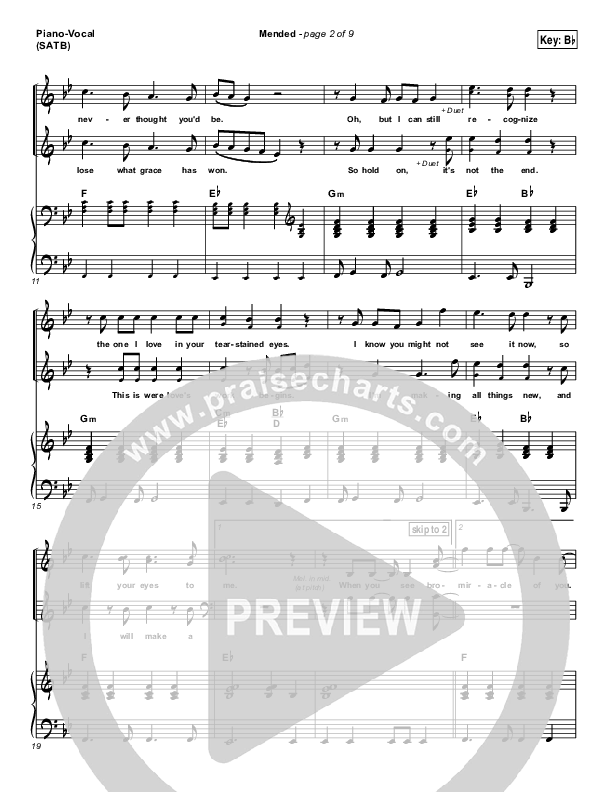 Mended Piano/Vocal (Print Only) (Matthew West)