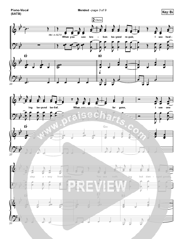 Mended Piano/Vocal (Print Only) (Matthew West)