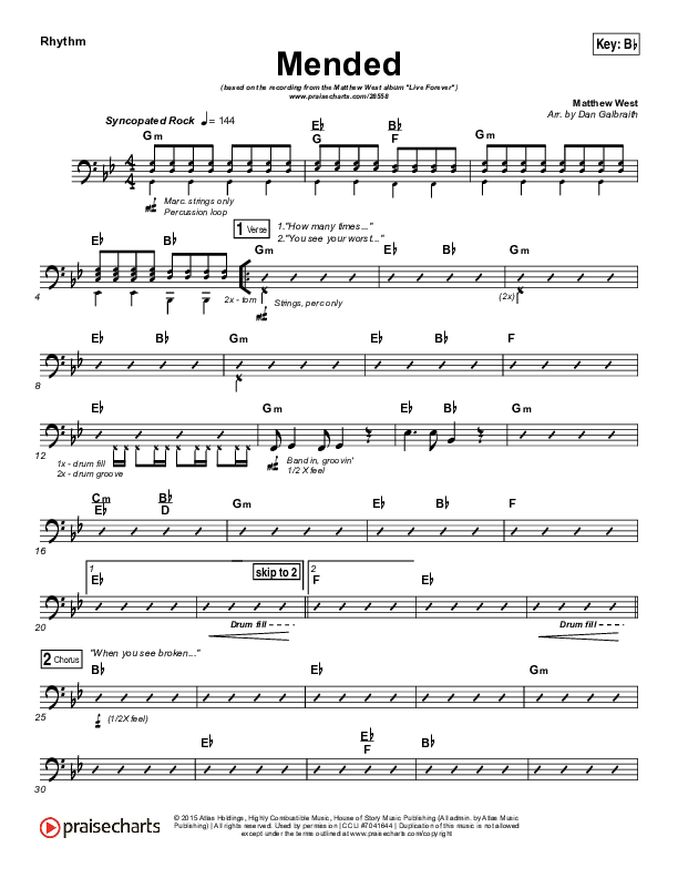 Mended Rhythm Chart (Print Only) (Matthew West)