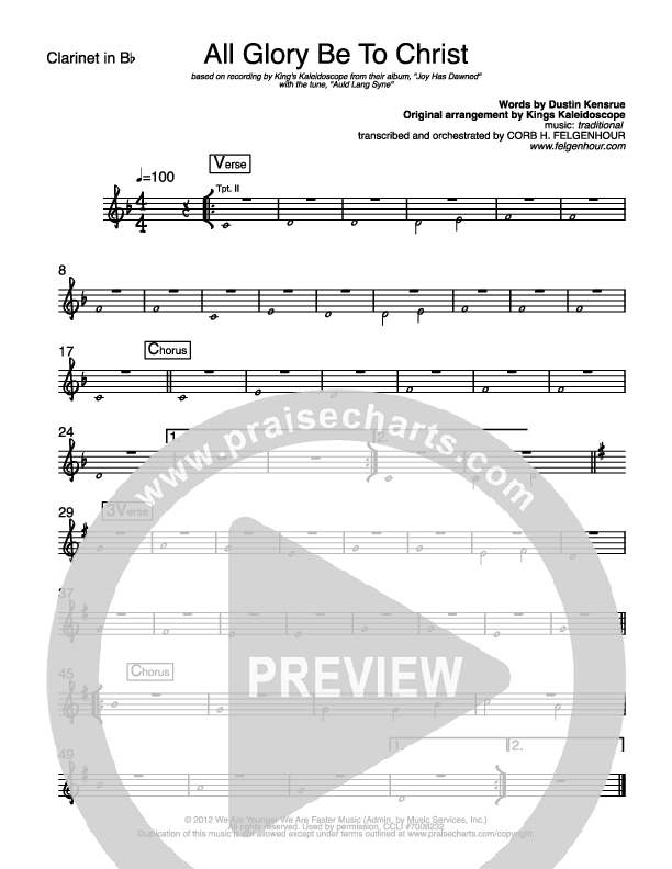 All Glory Be To Christ Clarinet (Kings Kaleidoscope)