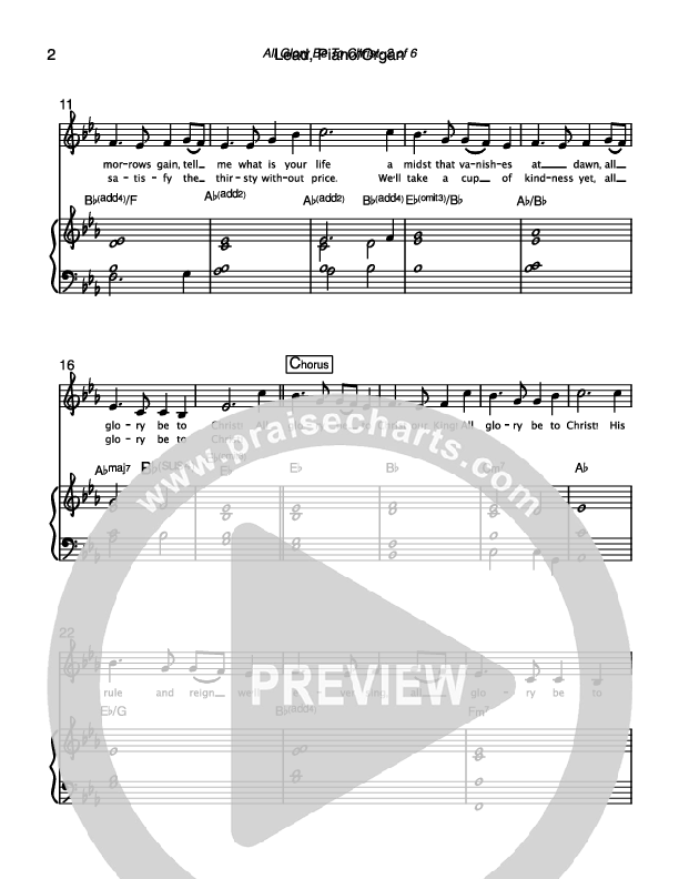 All Glory Be To Christ Piano/Vocal & Lead (Kings Kaleidoscope)