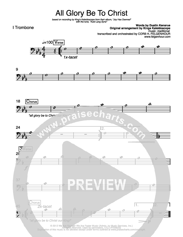 All Glory Be To Christ Trombone 1 (Kings Kaleidoscope)