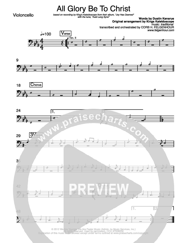 All Glory Be To Christ Violincello (Kings Kaleidoscope)