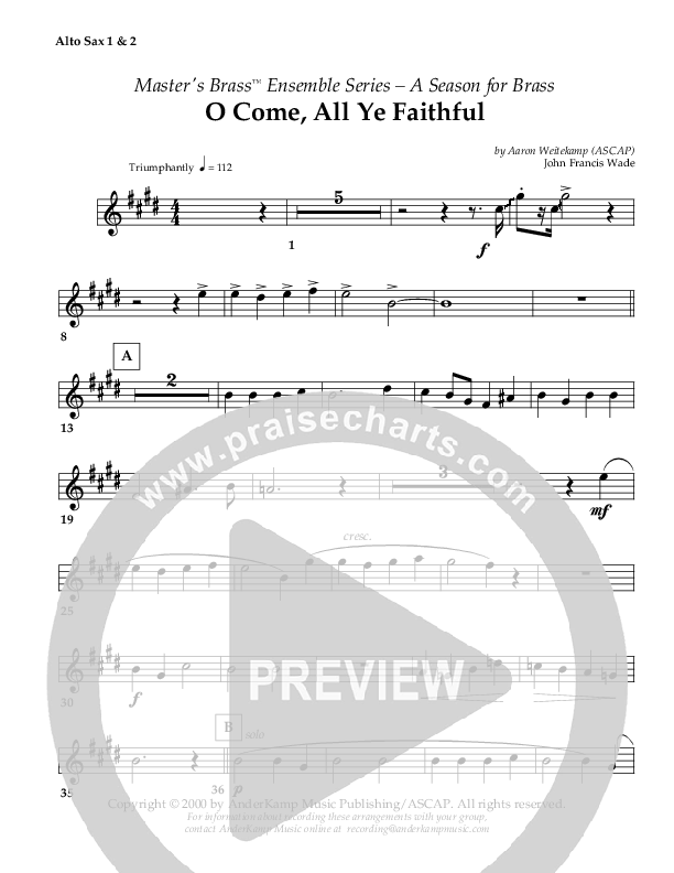 O Come All Ye Faithful (Instrumental) Alto Sax 1/2 ()