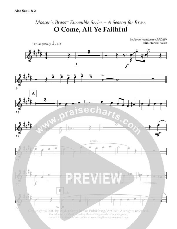 O Come All Ye Faithful (Instrumental) Alto Sax 1/2 ()
