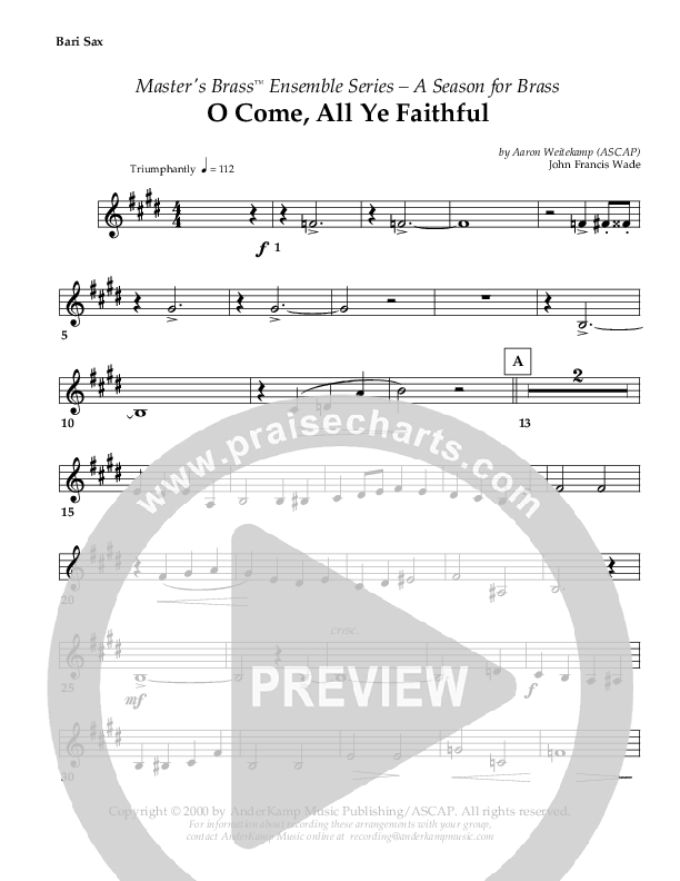 O Come All Ye Faithful (Instrumental) Bari Sax ()