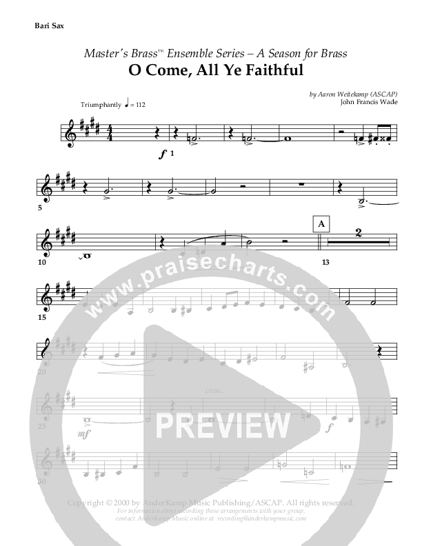 O Come All Ye Faithful (Instrumental) Bari Sax ()