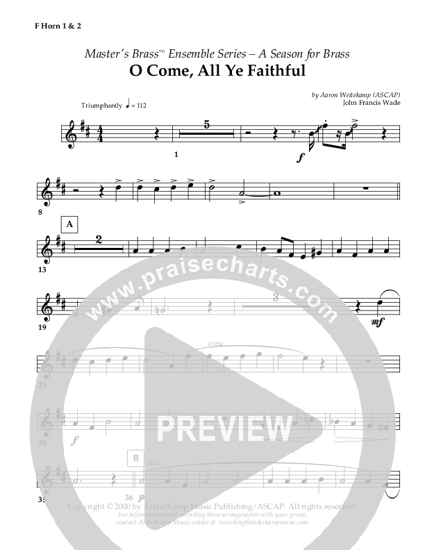 O Come All Ye Faithful (Instrumental) French Horn 1/2 ()