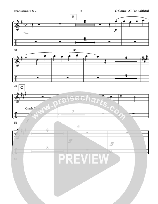 O Come All Ye Faithful (Instrumental) Percussion 1/2 ()