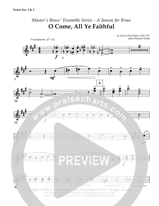 O Come All Ye Faithful (Instrumental) Tenor Sax 1/2 ()