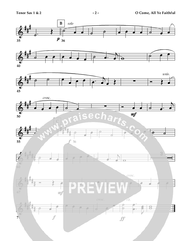 O Come All Ye Faithful (Instrumental) Tenor Sax 1/2 ()