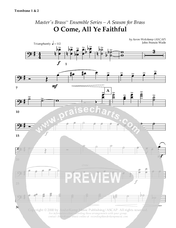 O Come All Ye Faithful (Instrumental) Trombone 1/2 ()